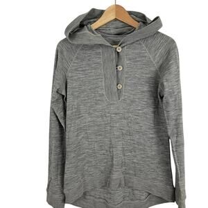 Icebreaker Crave Merino Gray Long Sleeve Top Button Hood Women Size Medium